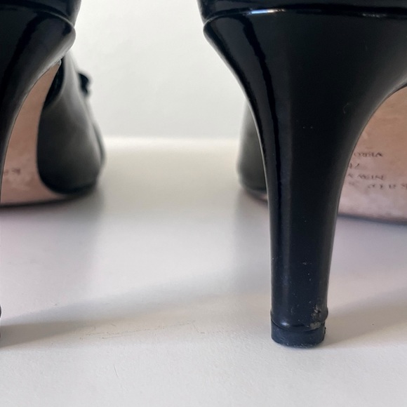 Kate Spade Gracie Black Patent Leather Bow Sling Back Heels Size 7 - Picture 6 of 10